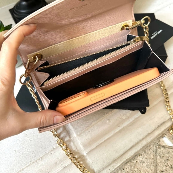 Saint Laurent YSL Cassandre Matelasse Long Flap Wallet w/Chain - Picture 9 of 12